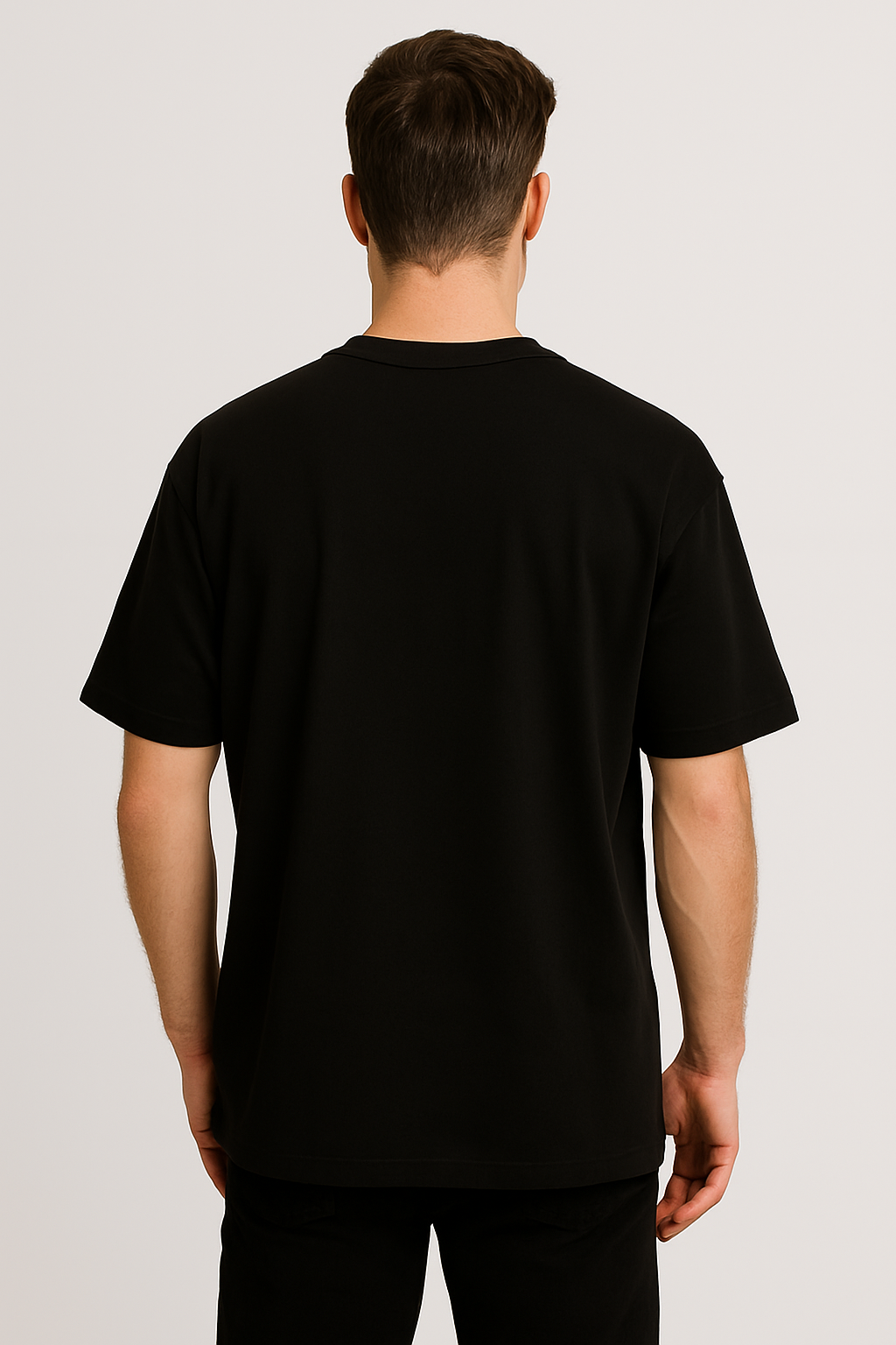 Feemox Men’s Oversized Heavyweight Terry Cotton T-Shirt – Black