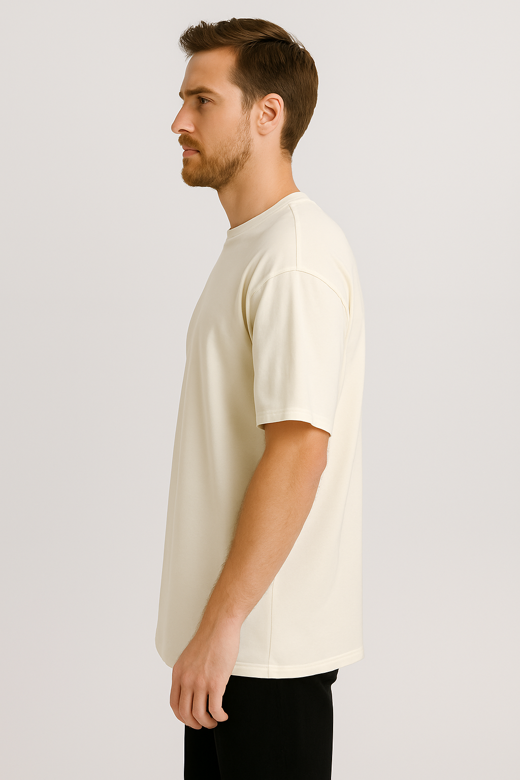 Feemox Men’s Oversized Heavyweight Terry Cotton T-Shirt – White