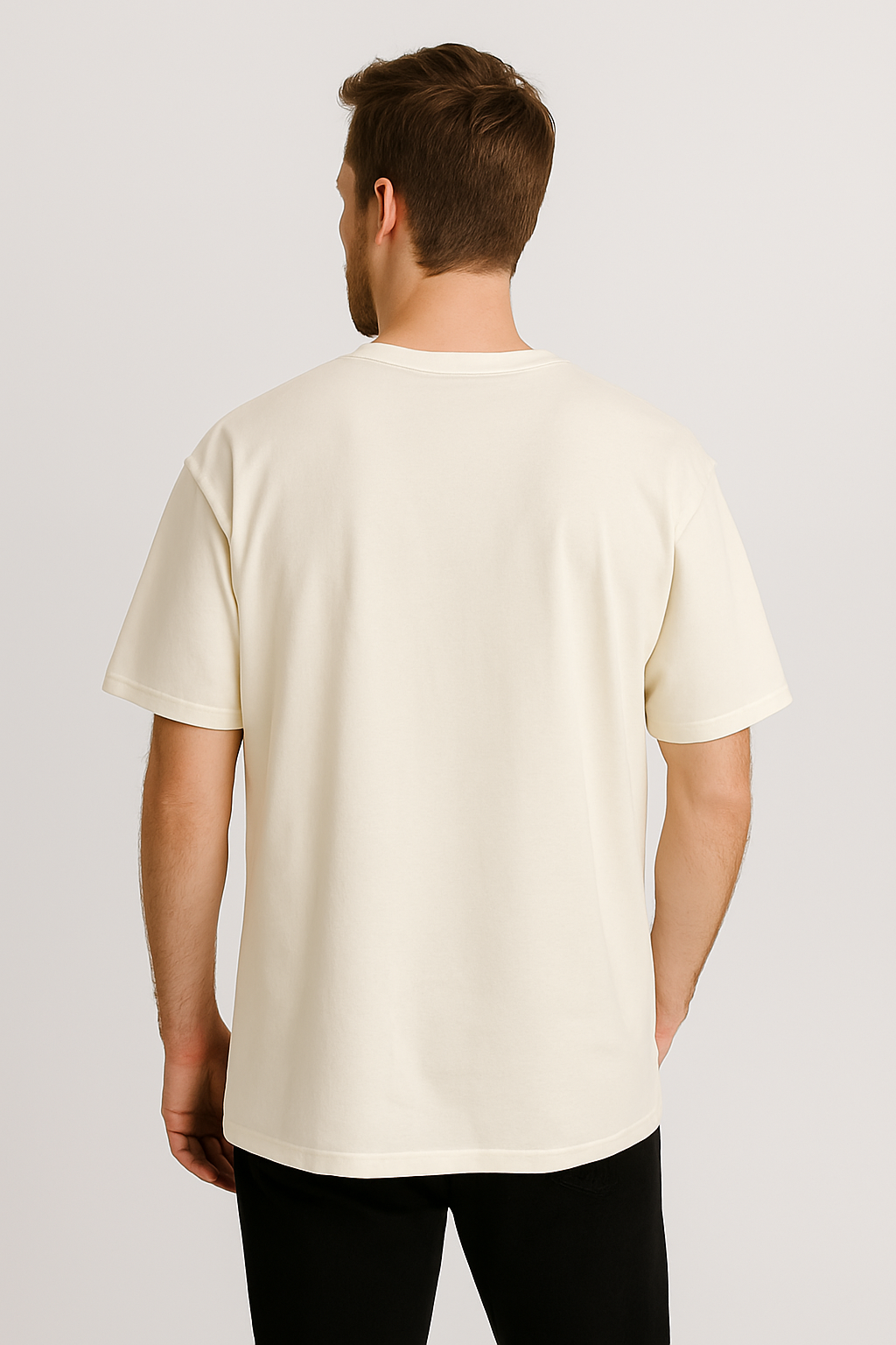 Feemox Men’s Oversized Heavyweight Terry Cotton T-Shirt – White